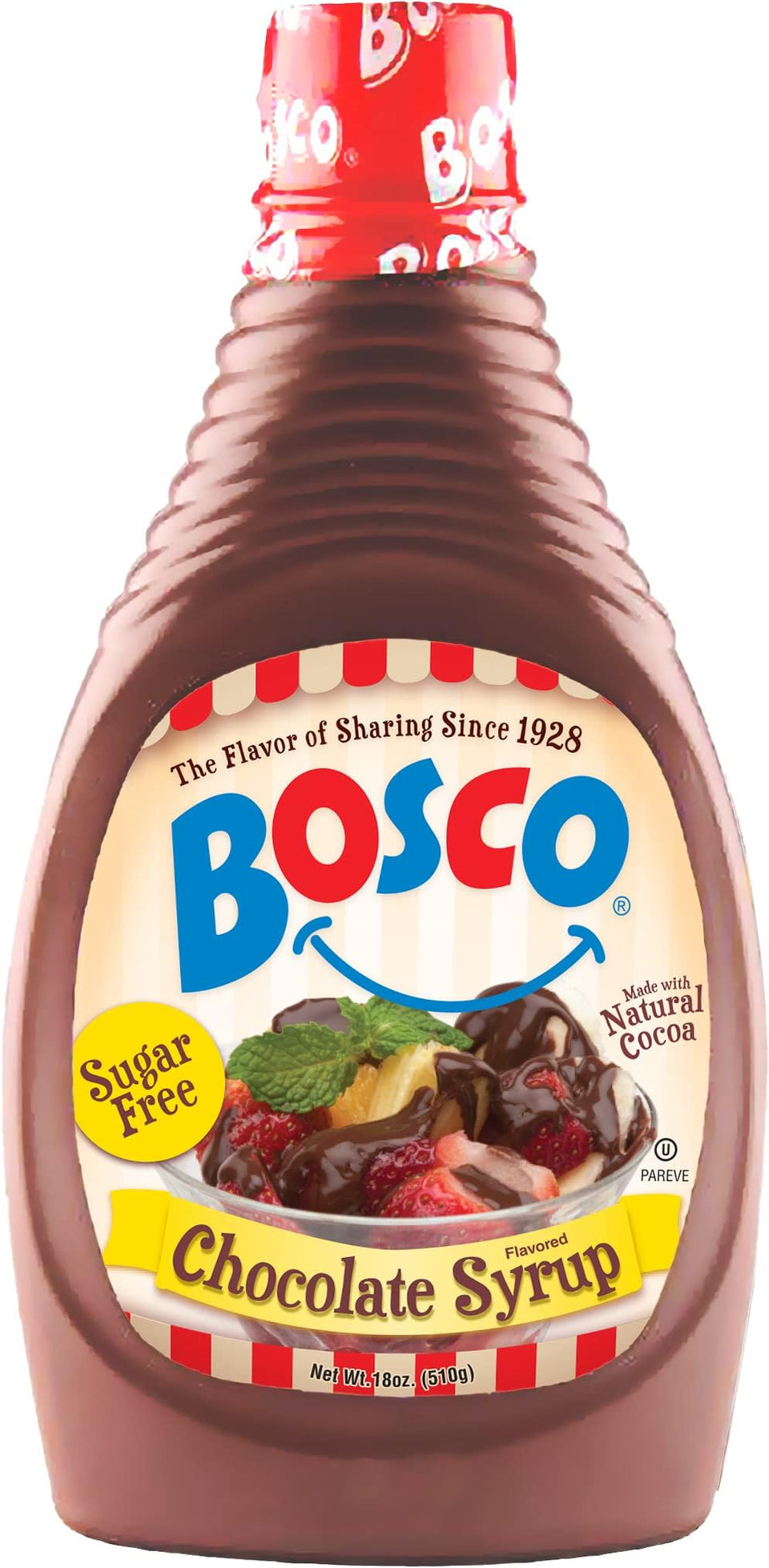 Bosco sugar-free chocolate syrup pour over ice cream for a rich topping