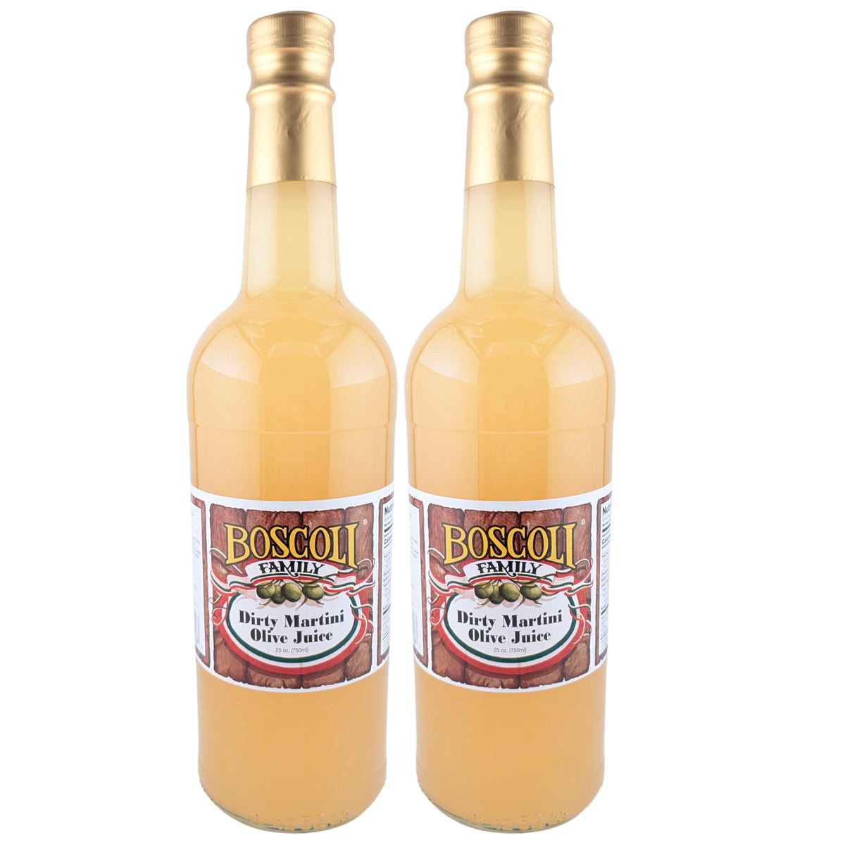 Boscoli Dirty Martini Olive Juice bottle showing premium olive brine for elevated martinis