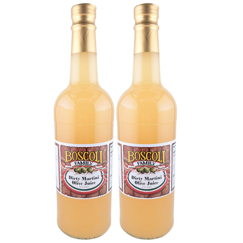 Boscoli Dirty Martini Olive Juice bottle showing premium olive brine for elevated martinis