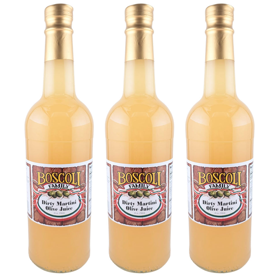 Boscoli Dirty Martini Olive Juice bottle ready for premium martinis.