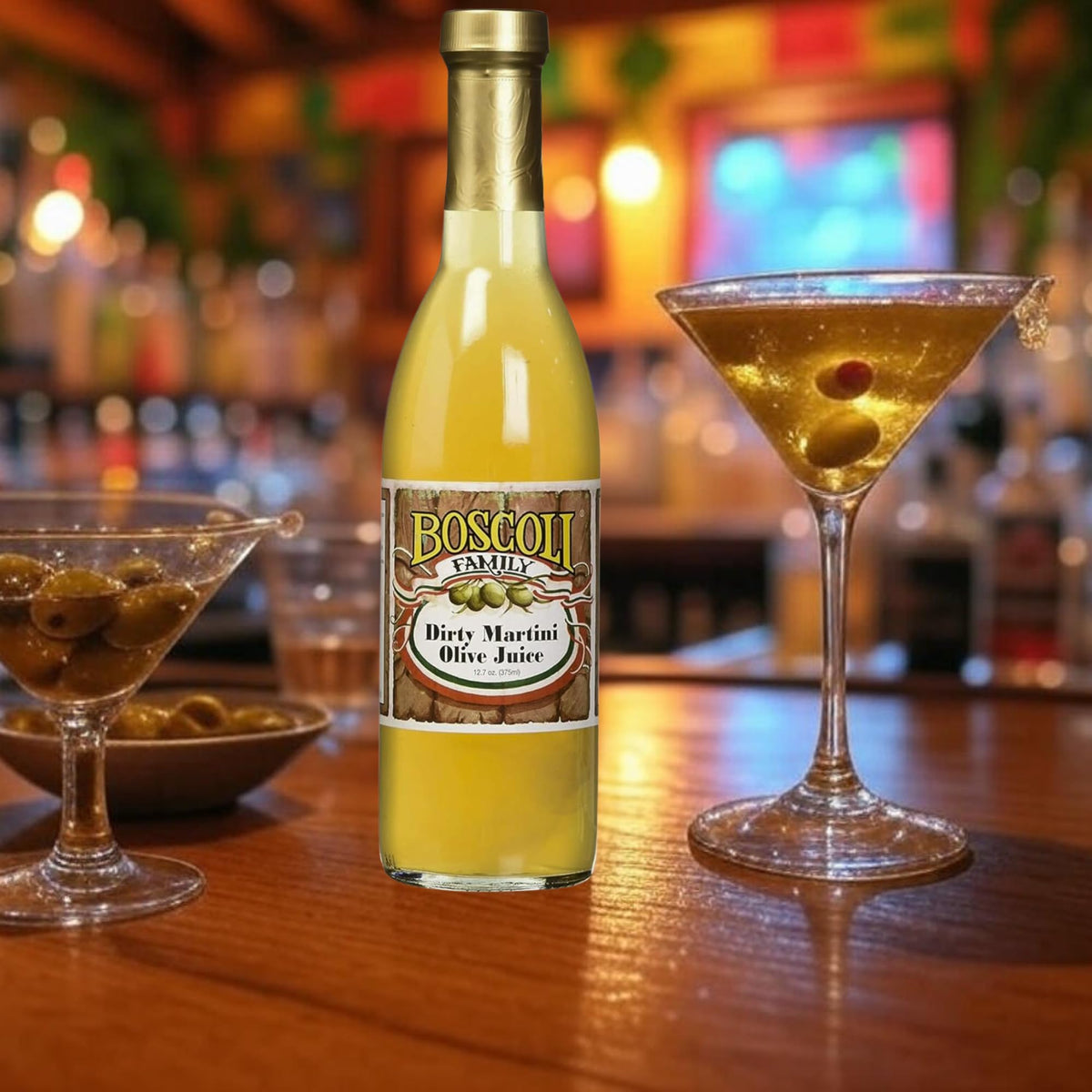 Boscoli Family Dirty Martini Olive Juice used in a Bloody Mary preparation