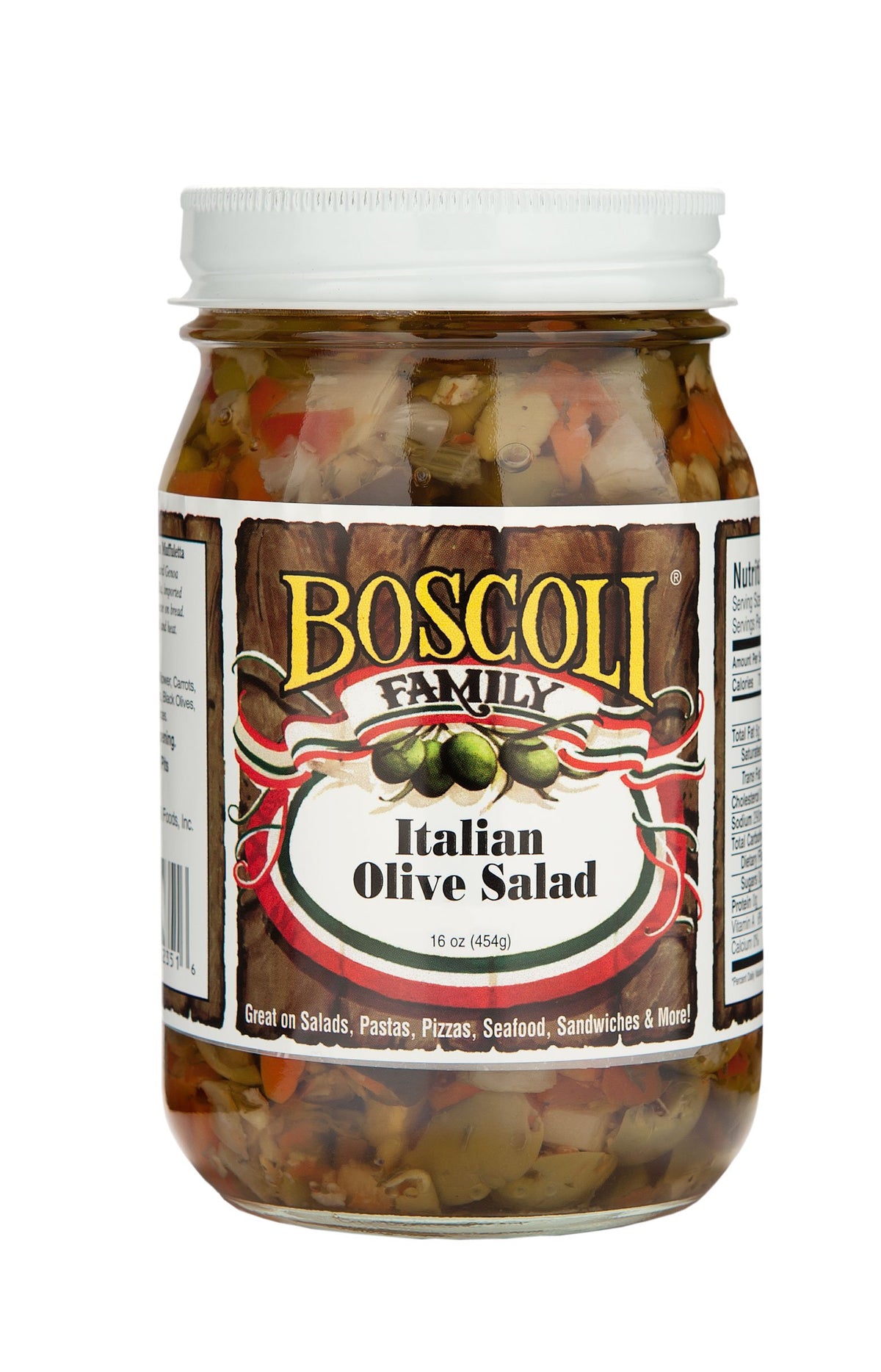 Boscoli Family Italian Olive Salad bottle open, muffuletta flavor ready