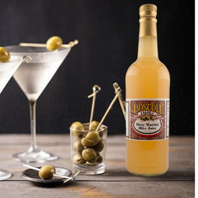Boscoli Olive Brine kitchen scene suggests versatile cocktail use.