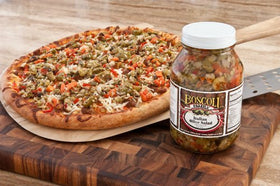 Serving plate featuring Boscoli Olive Salad inspires fresh salads and savory bowls.