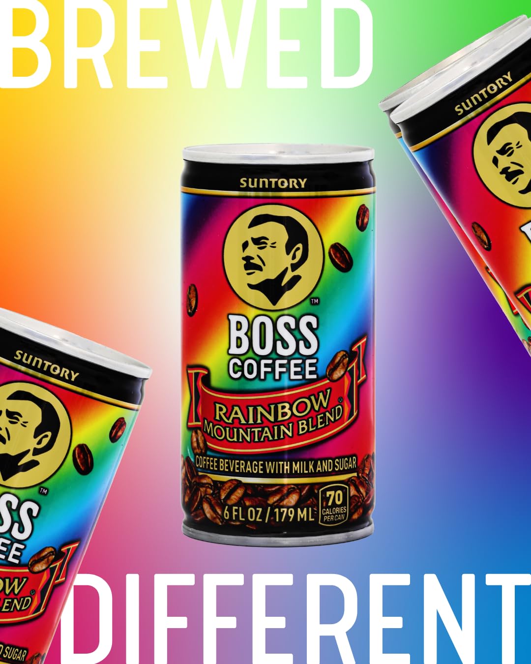BOSS Rainbow Mountain 6 oz ready-to-drink can ideal for travel and commuting.