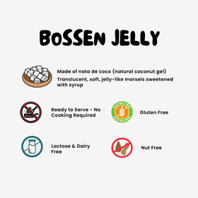 Bossen Coconut Jelly serving bowl ready to top desserts with tropical sweetness