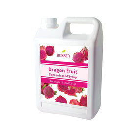 Bossen Dragon Fruit Syrup bottle label highlighting premium flavor and authentic dragon fruit notes.