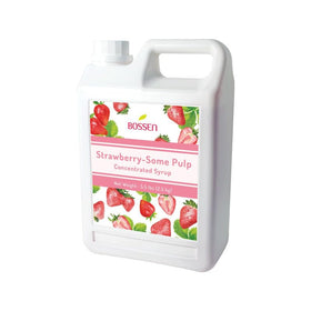 Bossen Strawberry Syrup bottle close-up for rich dessert topping