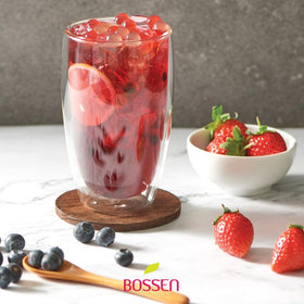 Bossen Strawberry Syrup added to a smoothie for extra flavor