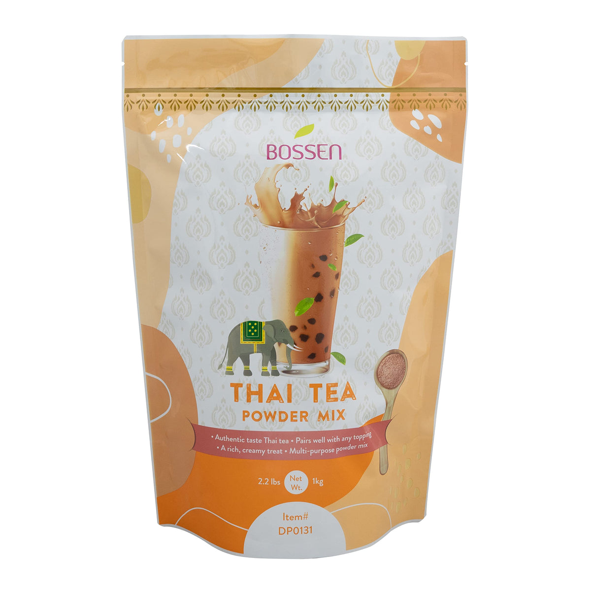 Bossen Thai Tea powder bag for authentic bubble tea at home.