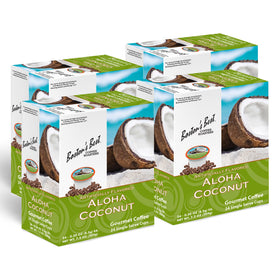 Bostons Best Aloha Coconut coffee cups for Keurig, tropical flavor ready in seconds.