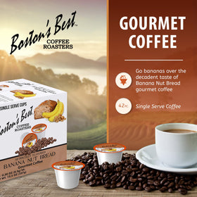 Boston's Best brewed coffee steam signaling a warm, ready-to-enjoy cup