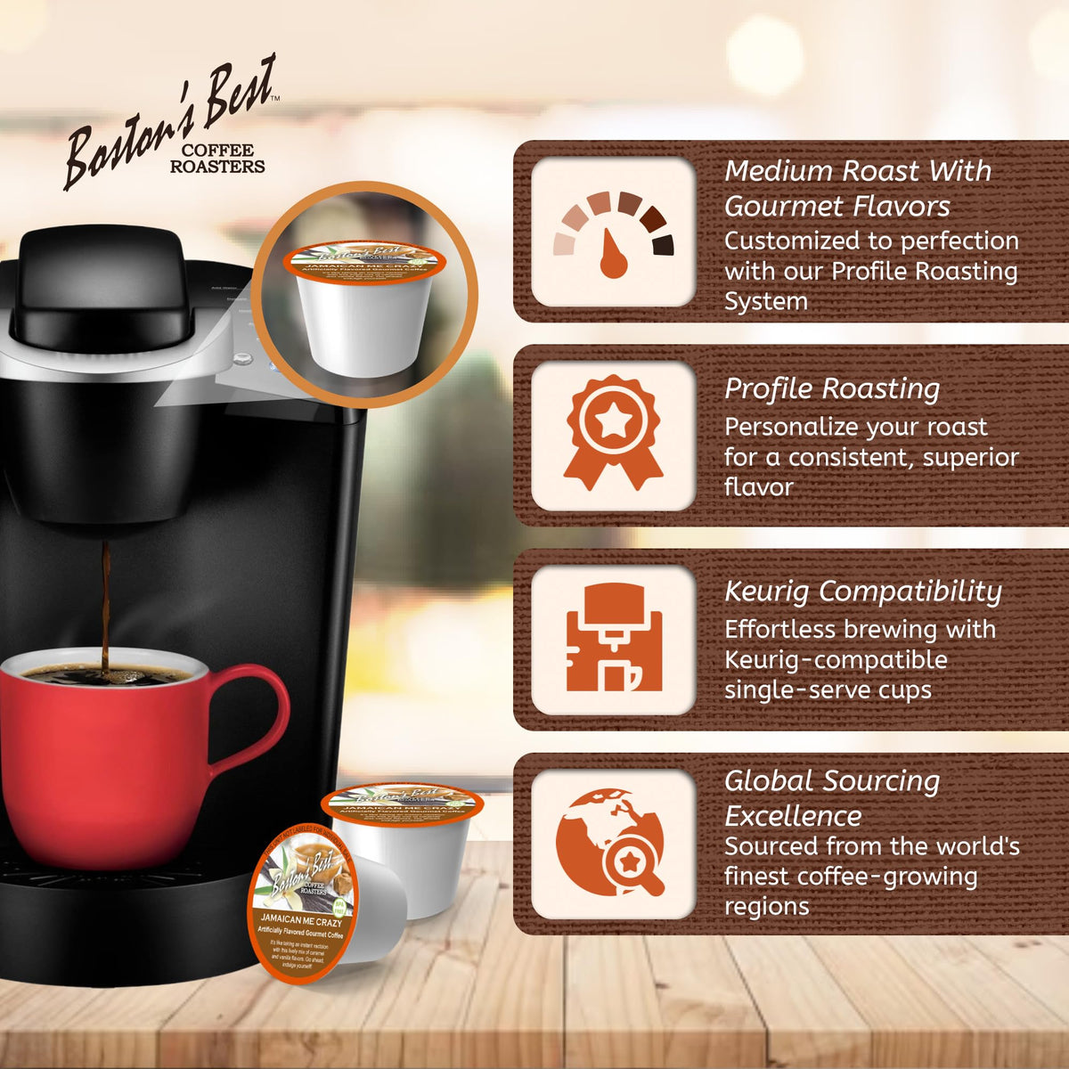 Boston's Best coffee bean origins from around the globe for balanced flavor.