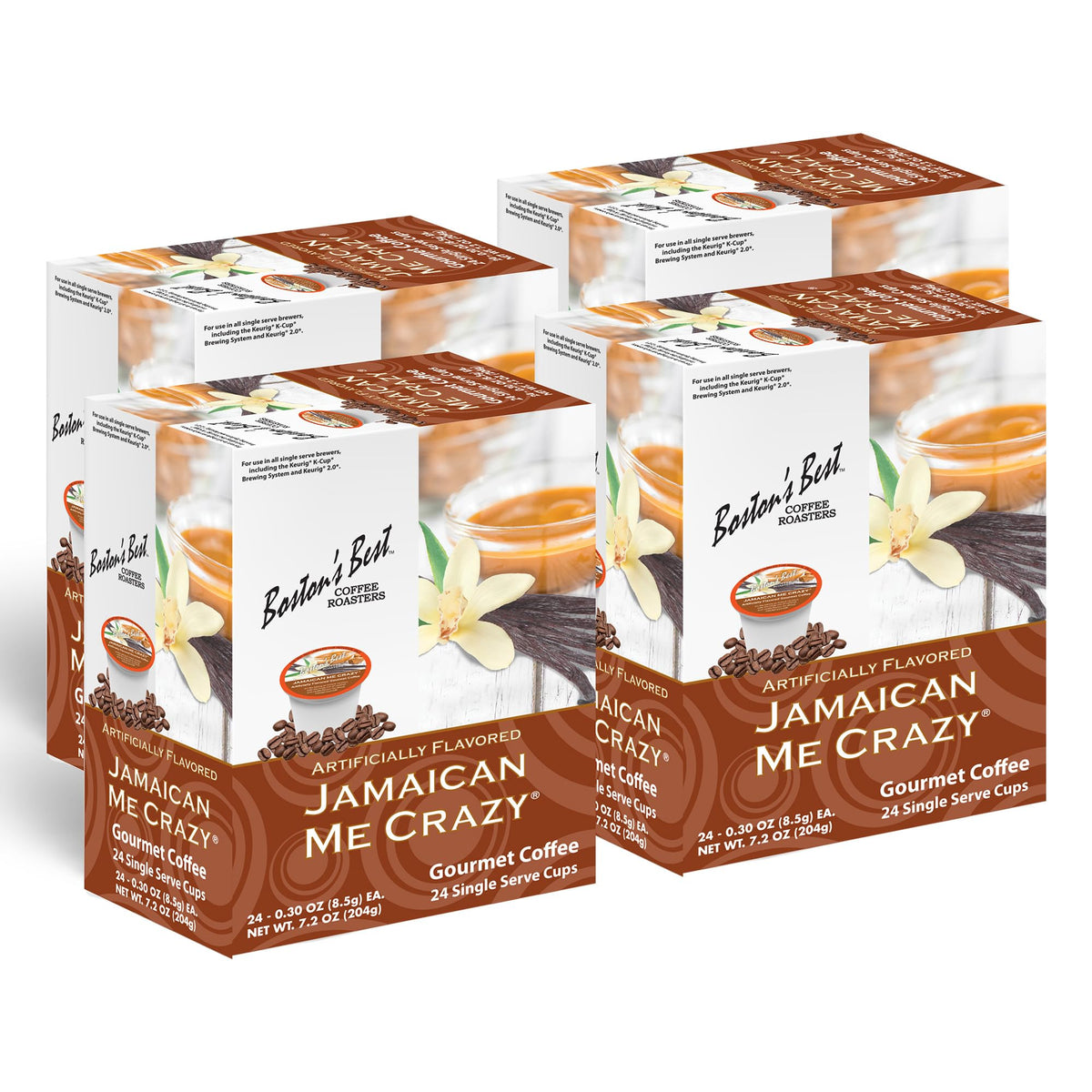 Boston's Best Jamaican Me Crazy coffee cups for Keurig brews with island-inspired flavor.