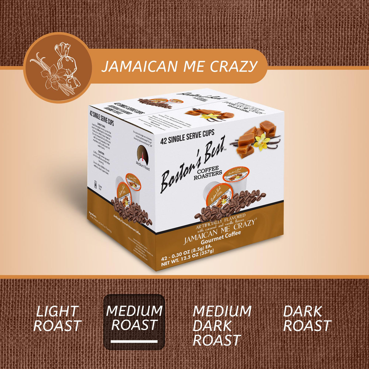 Boston's Best Jamaican Me Crazy single-serve pod ready for Keurig brewing.