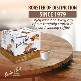 Relaxing morning ritual with Boston's Best Jamaican Me Crazy coffee in a mug.