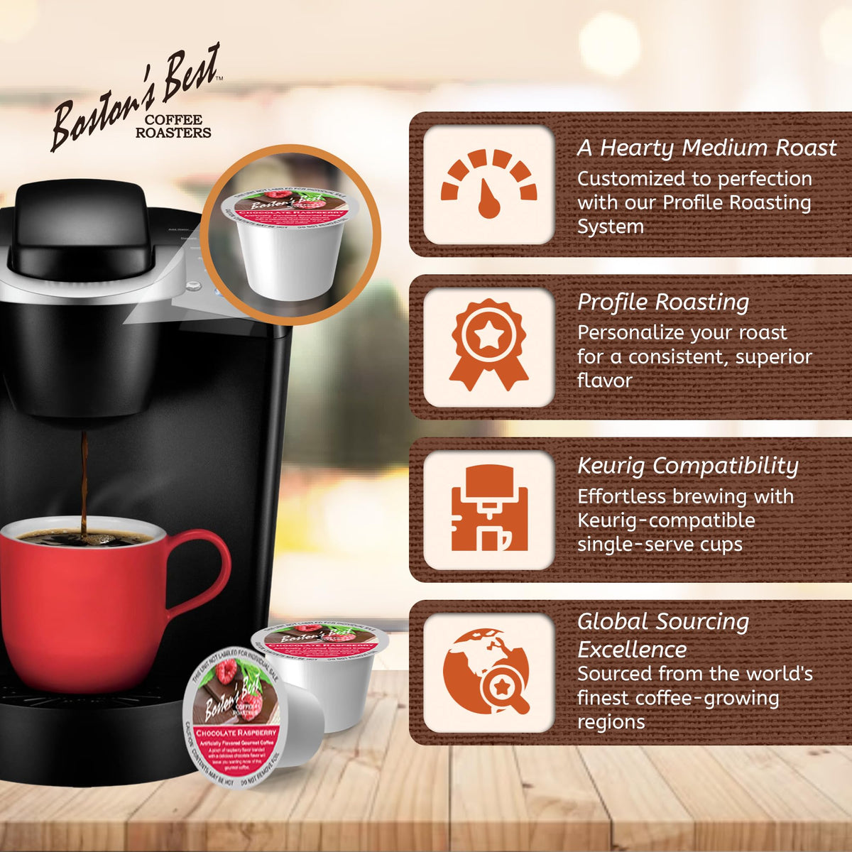 Boston’s Best nitrogen-flushed packaging preserves freshness of the coffee