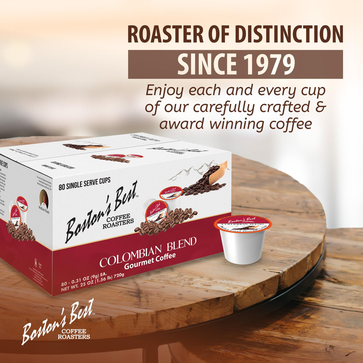 Bostons Best 100% Arabica coffee aroma in every cup.
