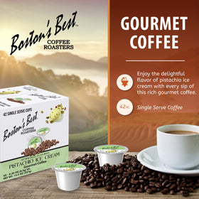 Boston's Best pistachio ice cream flavored coffee pods for quick single-serve enjoyment
