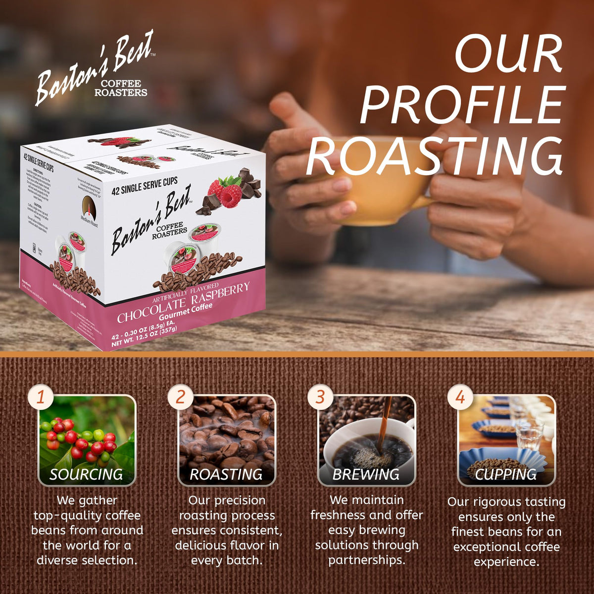 Boston’s Best roasted coffee beans close-up highlighting premium beans