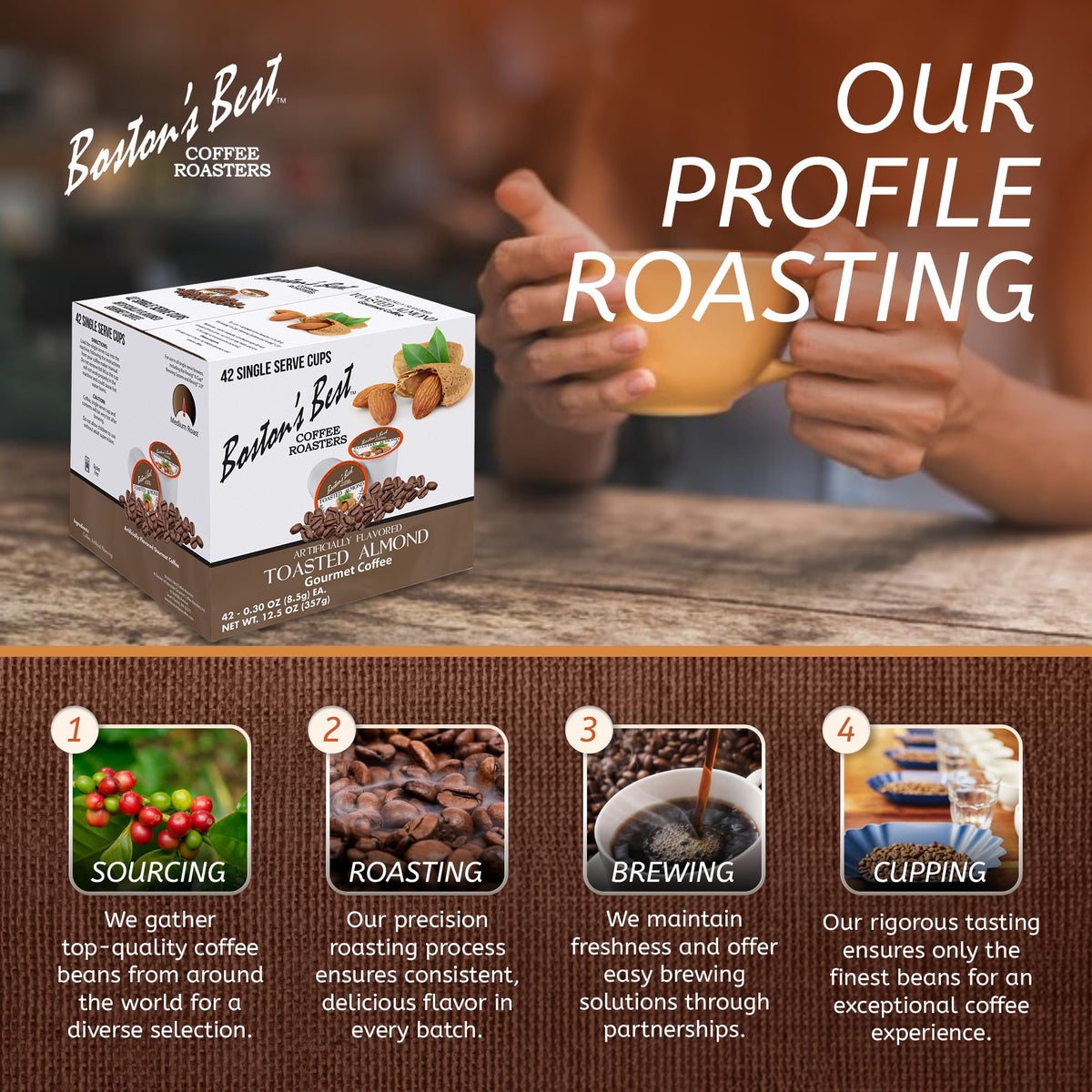Boston’s Best coffee is roasted and packed in the USA for freshness.
