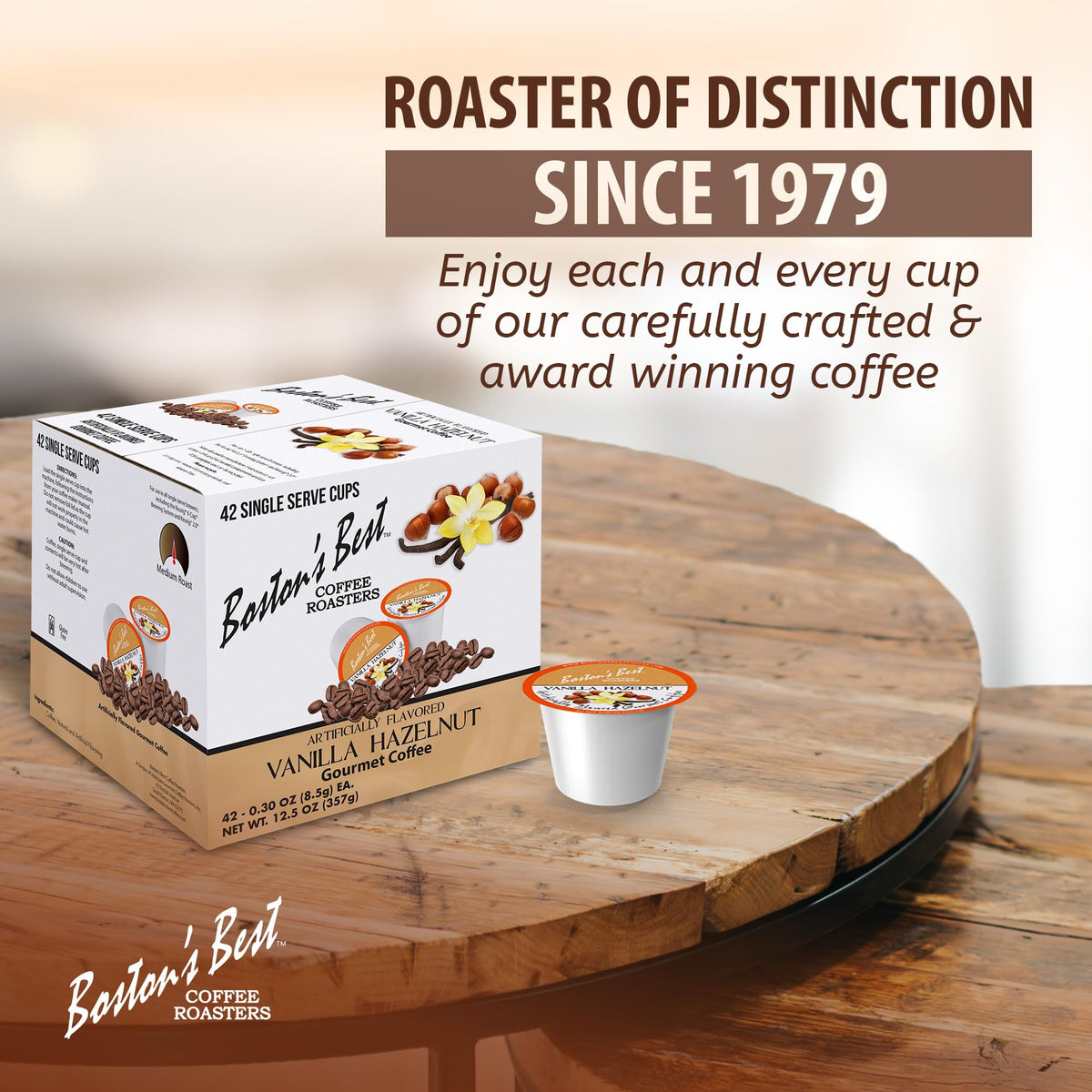 Boston’s Best vanilla hazelnut and other blends offer flavor variety.