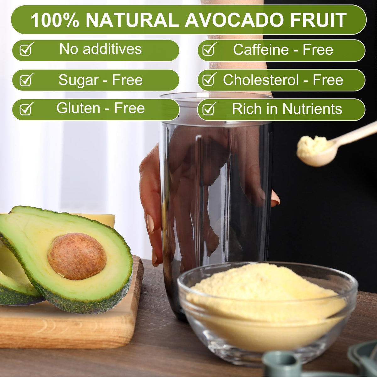 BOTAMONY Avocado Powder with scoop for precise, mess-free servings