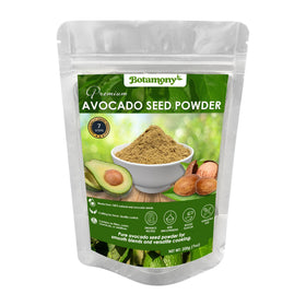 BOTAMONY avocado seed powder packaging showing pure, organic powder for cooking