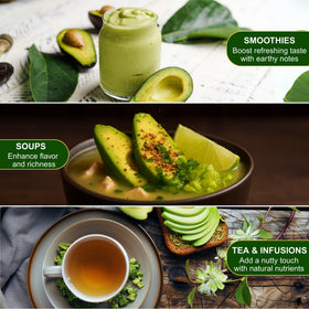 BOTAMONY avocado seed powder sprinkled on salad dressing for extra nutrition