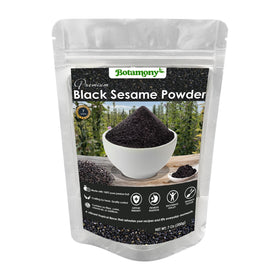 BOTAMONY black sesame powder packaging shows premium seeds for pantry storage and easy pouring.