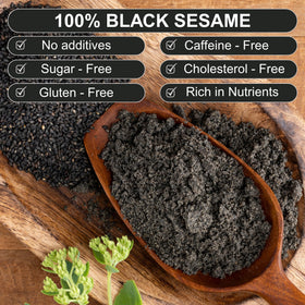 BOTAMONY black sesame powder roasted close-up highlights aroma, ideal for baking and desserts.