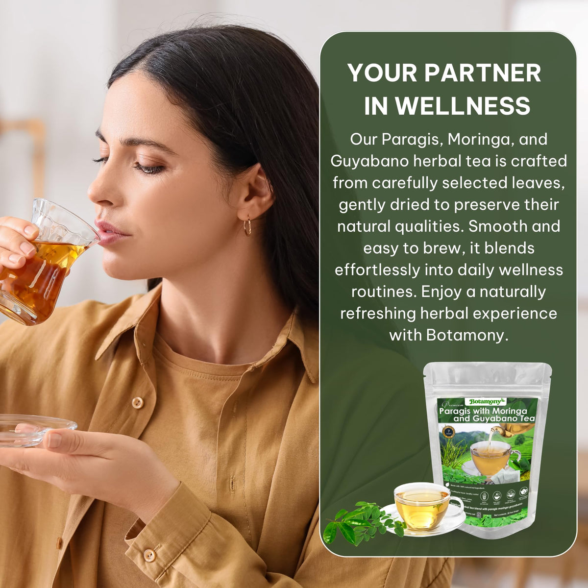 BOTAMONY dried-paragis-moringa-guyabano-leaves highlight natural flavor and aroma.