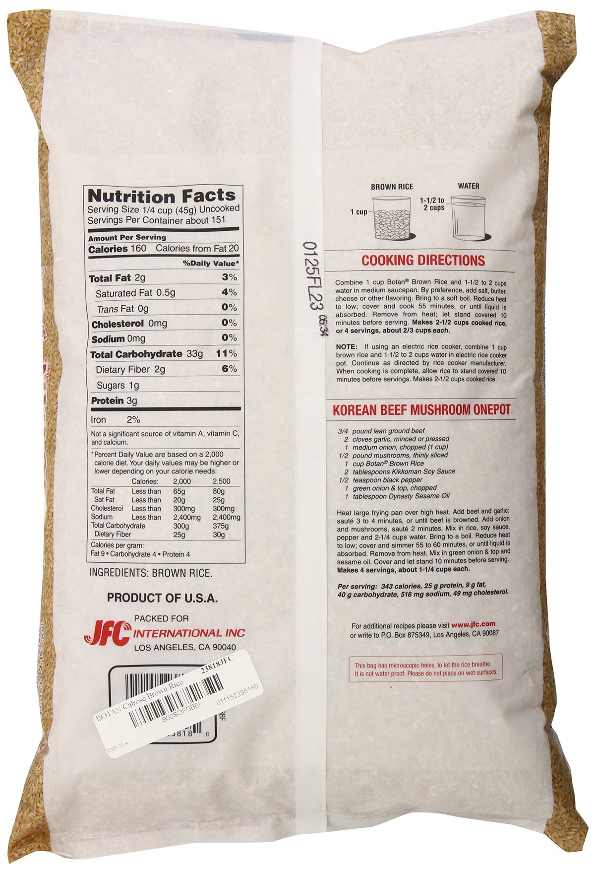 BOTAN Calrose Brown Rice raw grains close-up, ideal for sushi and fried rice
