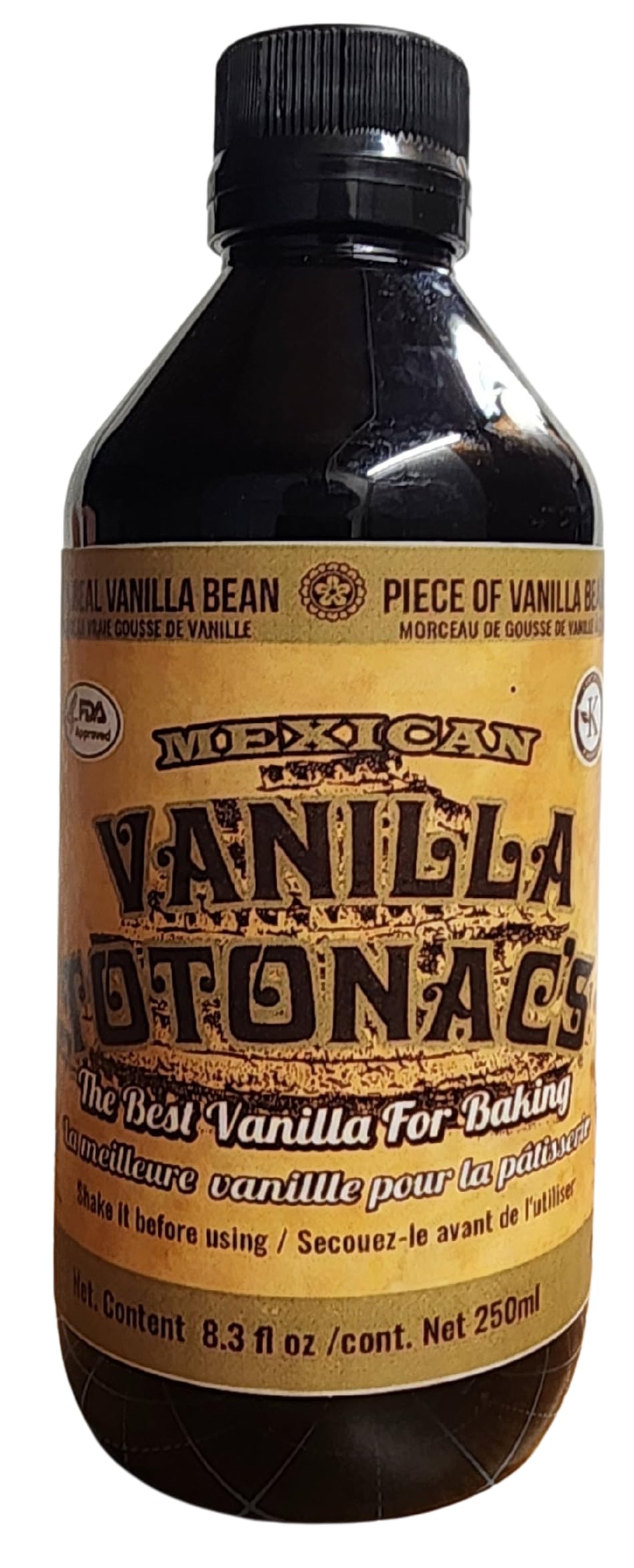 Botanas Tuky Mexican Vanilla bottle close-up highlights authentic flavor for baking