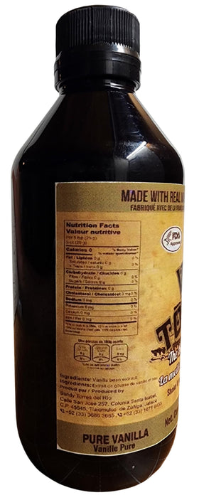 Botanas Tuky Vanilla label detail emphasizes heritage and pure vanilla extract