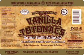 Botanas Tuky vanilla bottle with recipe ideas for easy cooking