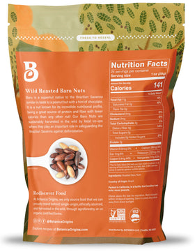 Botanica Origins Baru Nuts unsalted kernels highlighting natural flavor for salads