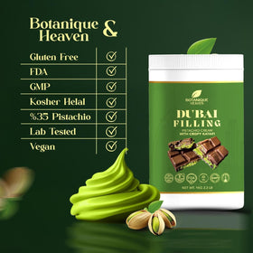 Crepes topped with Botanique Heaven pistachio cream and kataifi
