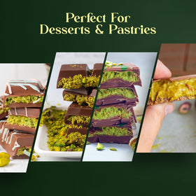 Close-up of Botanique Heaven pistachio cream texture with crisp kataifi