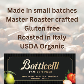 Botticelli Espresso Blend coffee beans ready to grind.