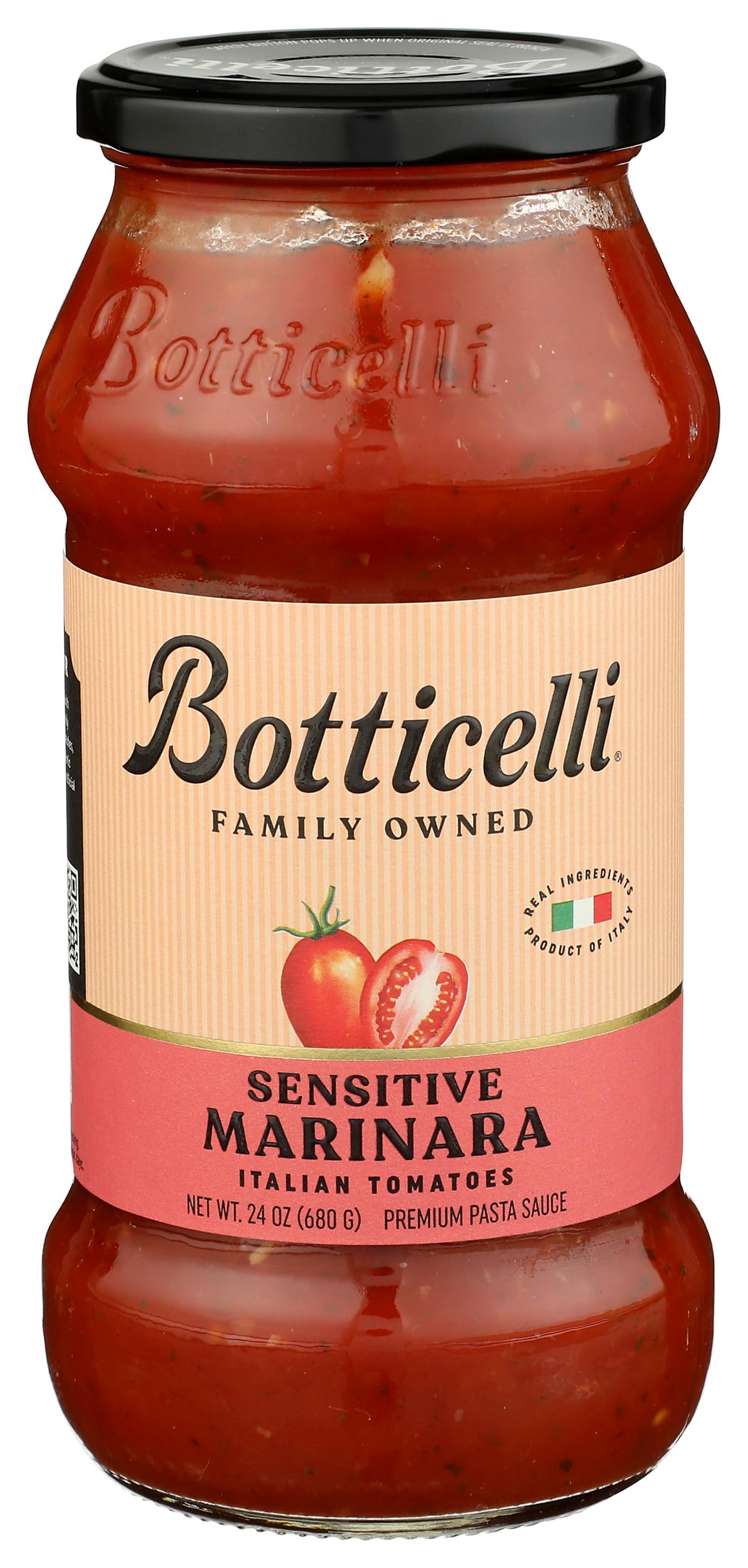 Botticelli Marinara Sensitive Organic bottle showing premium ingredients for family meals