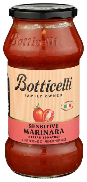 Botticelli Marinara Sensitive Organic bottle showing premium ingredients for family meals