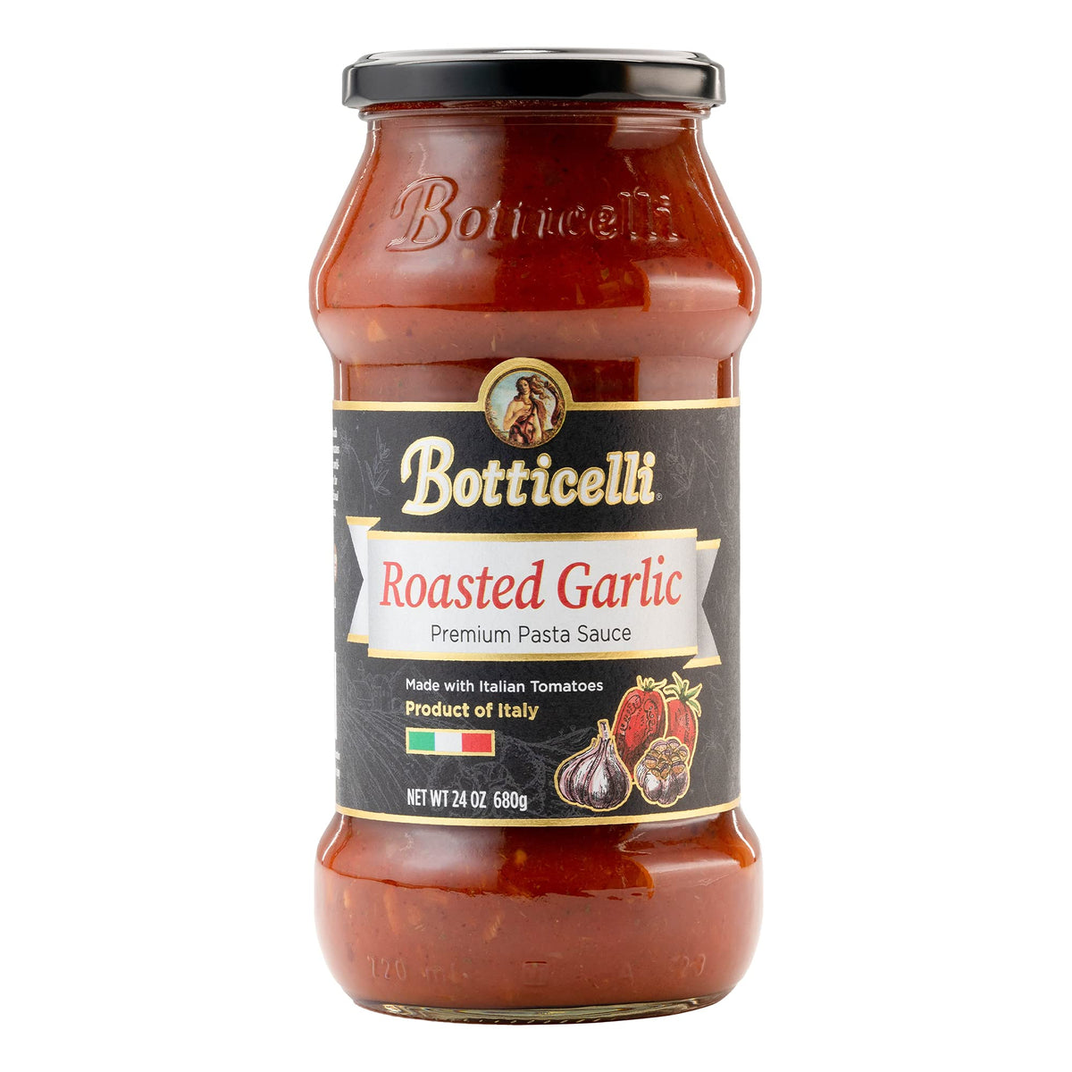 Botticelli roasted garlic pasta sauce jar ready to simmer into flavorful meals