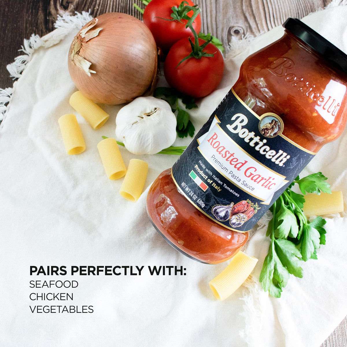 Botticelli sauce pour showing rich tomato base for quick weeknight meals