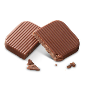 Closeup of Bouchard Belgian Milk Chocolate showing cocoa layers