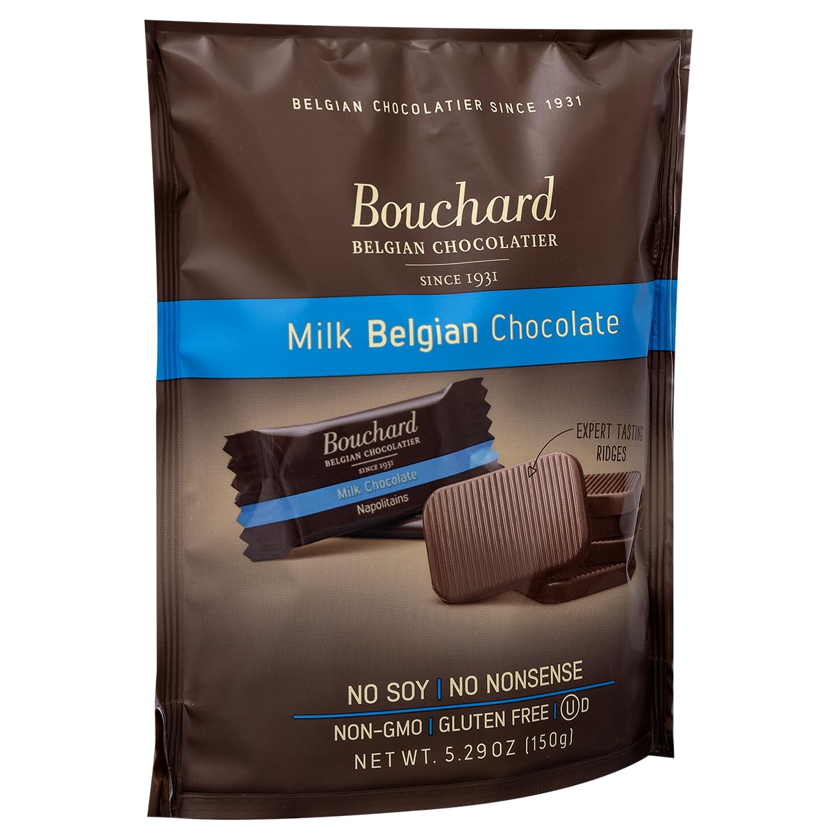 Bouchard Belgian Milk Chocolate foil wrap preserves flavor between bites