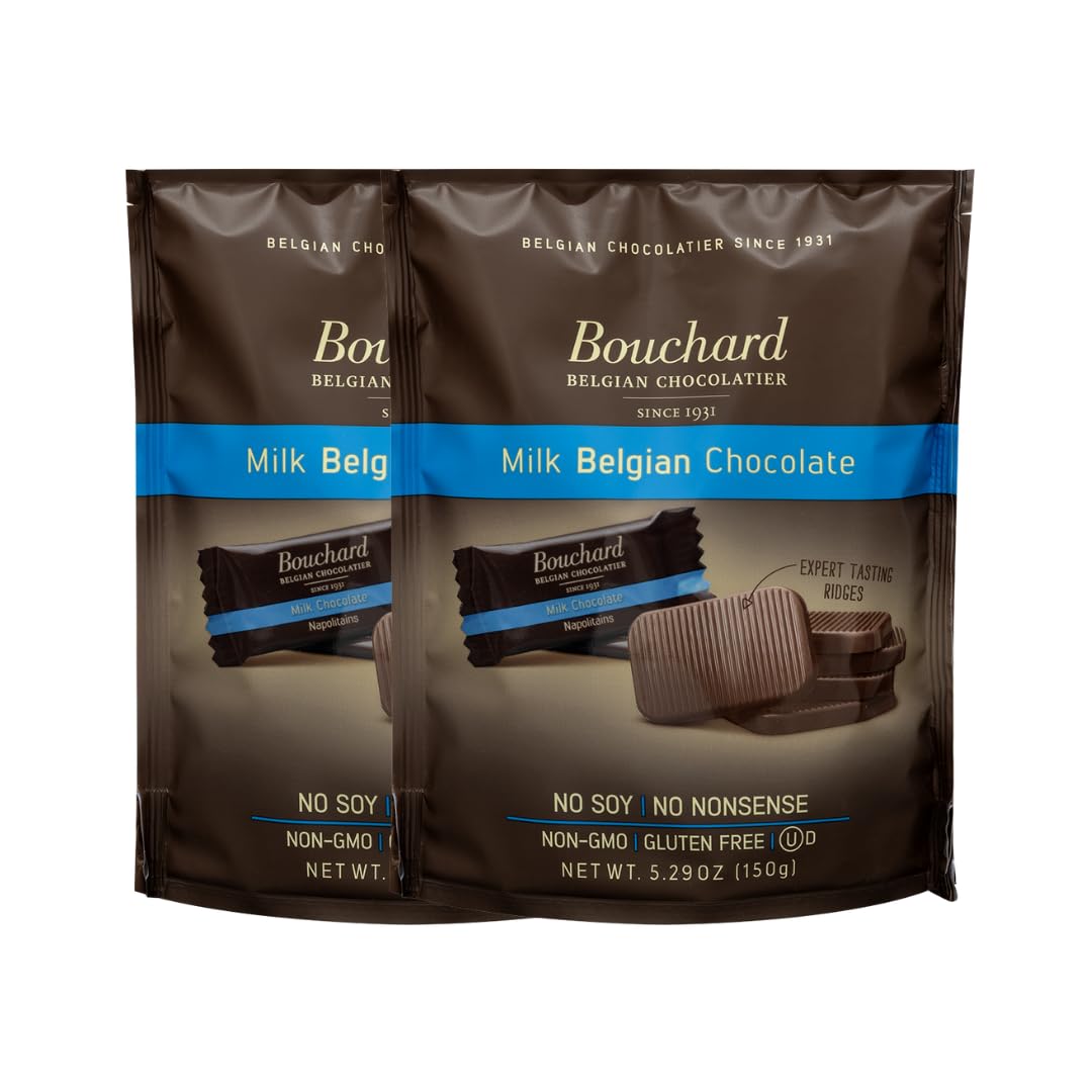 Bouchard Belgian Milk Chocolate wrapped bars maintain freshness at home and in the office