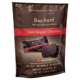 Close-up of Bouchard 72% cacao bar showing a glossy finish