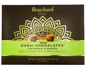 Bouchard Dubai Chocolates pistachio and knafeh center, ideal for gifting.
