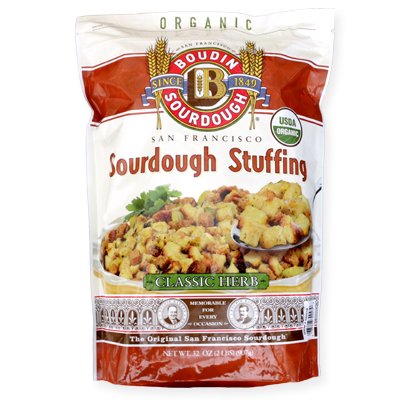Boudin Sourdough Organic Herb Stuffing 2 lb packshot—ready-to-use stuffing base for holidays.